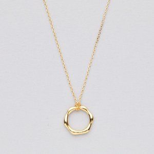 14K Gold Hexagon Ring Pendant Necklace - New